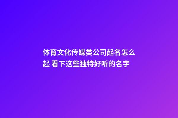 体育文化传媒类公司起名怎么起 看下这些独特好听的名字-第1张-公司起名-玄机派